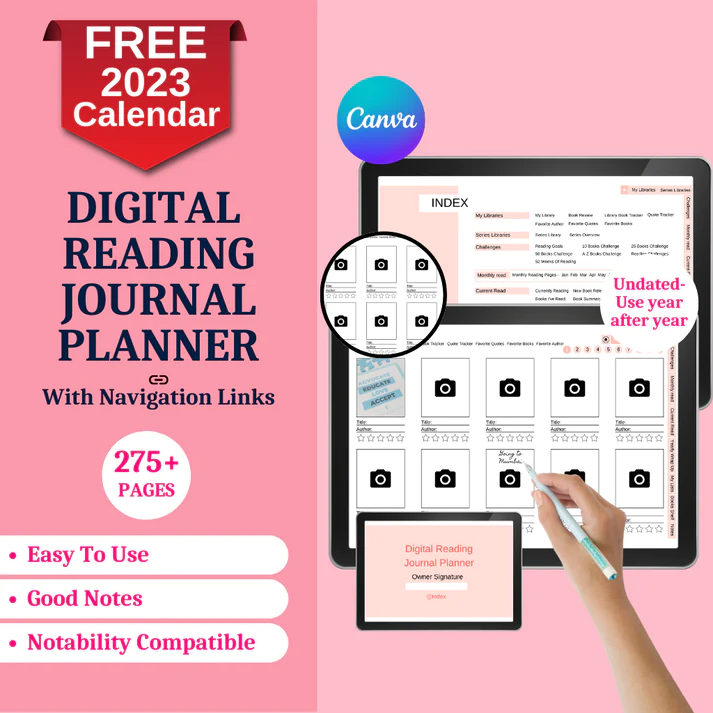 Digital Reading Journal, Digital Book & Reading Planner for Goodnotes